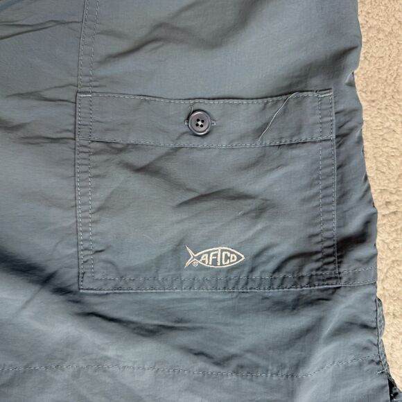 AFTCO Shorts Men's 42 Blue Cargo Performance Fishing Stretch Lightweight - Picture 2 of 11